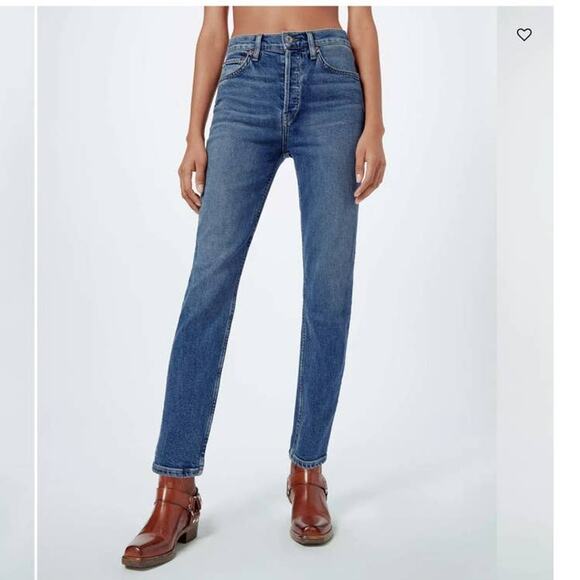 RE/DONE 70's High Rise Ankle Crop Jeans in Midnight Blue Size 26 NWT - Picture 1 of 12